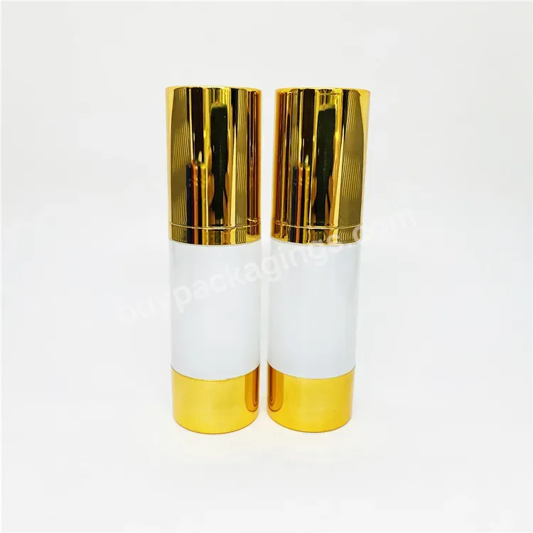 Oem 50ml Shiny Gold Cosmetic Spray Airless Pump Bottles Metal Airless Bottle For Cosmetic