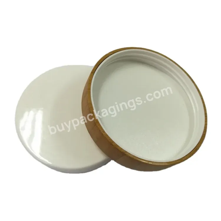 Oem 89mm Pp Plastic Screw Cap With Bamboo Plastic Jars Screw Bamboo Cap 89/400 With Seal