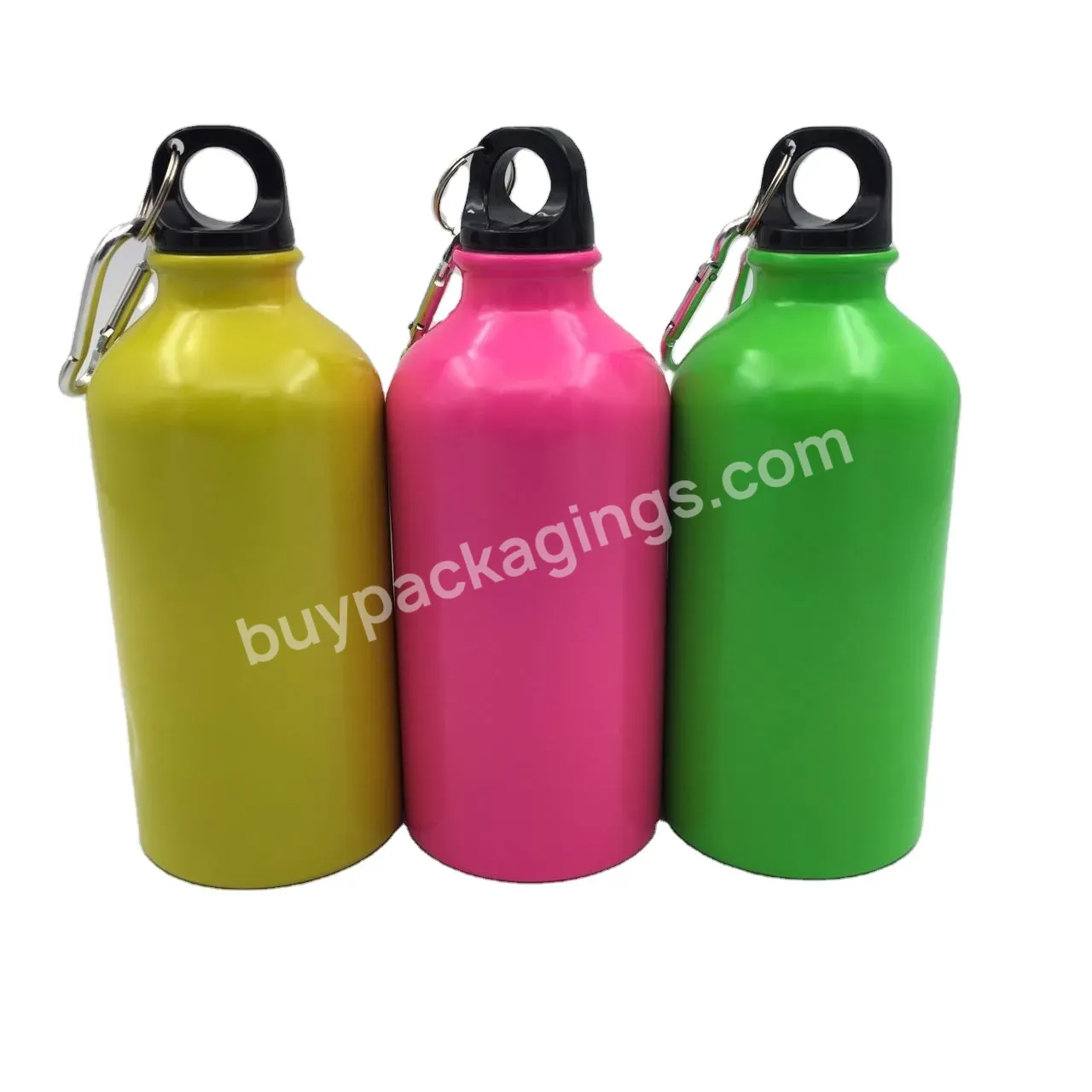 Oem Aluminium Drinking Water Bottle With Screw Cap And Carabiner 400ml 500ml