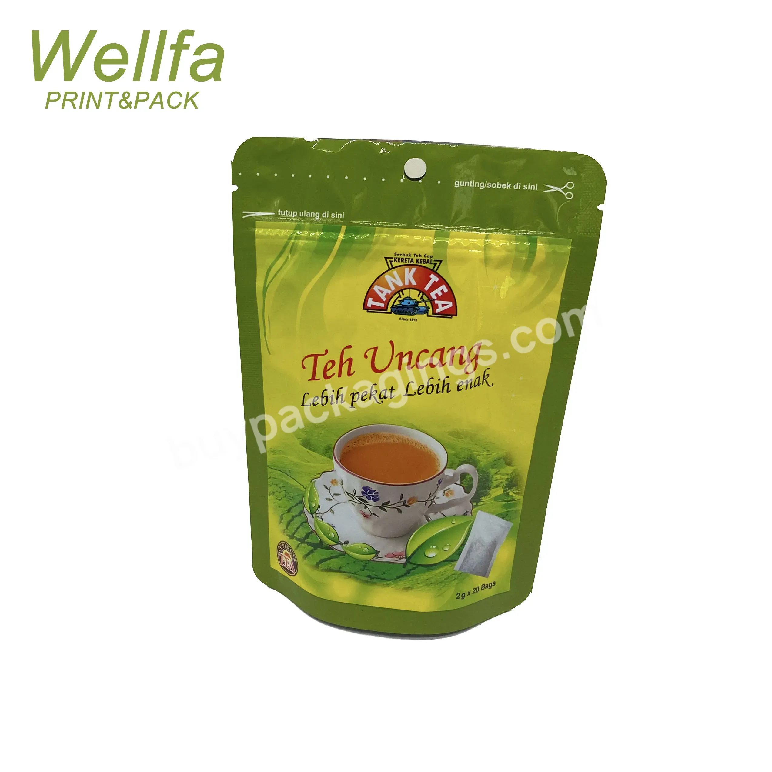Oem Bolsa De Plastico Custom Printed Mylar Foil Edible Zip Empty Tea Bag Tea Packaging
