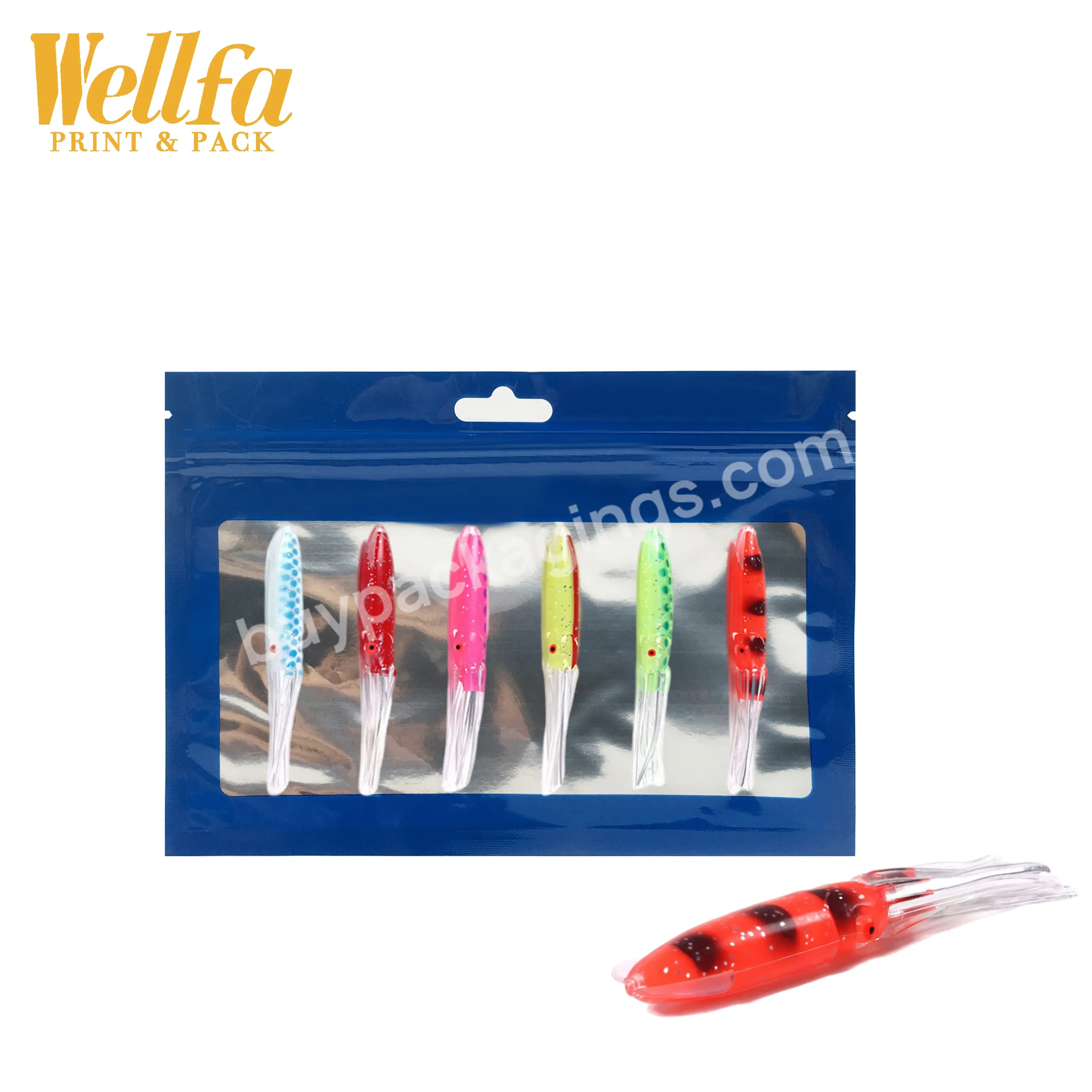 Oem Bolsas Resellables Customized Printed Resealable With Clear Window Transparent Fishing Lure Packaging Zipper Bag