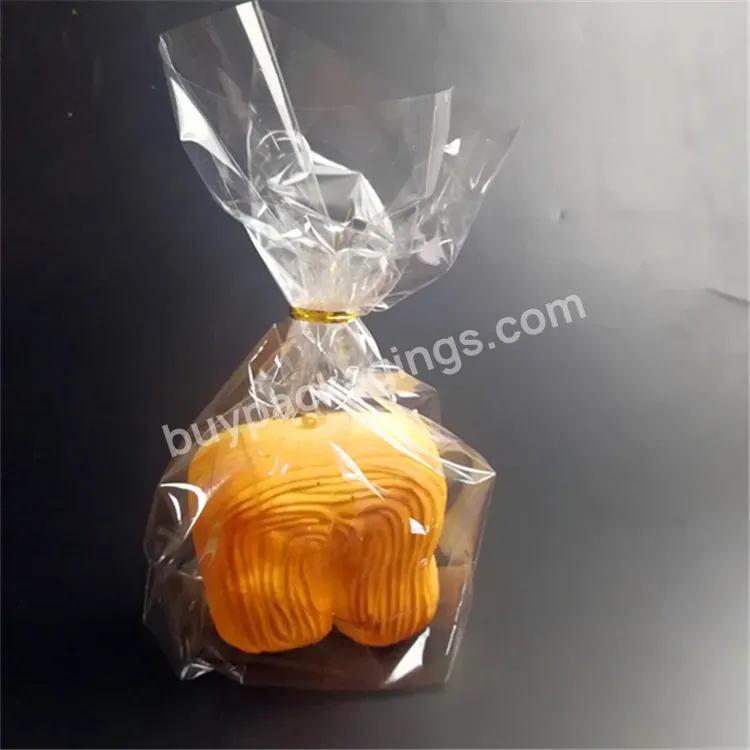 Oem Bopp Clear Bread Bag With Golden Tie Plastic Packaging Biscuits Cellophane Bags