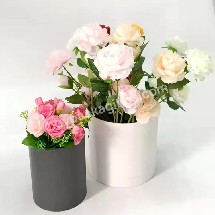 Oem Cardboard Round Cylinder Bouquet Preserved Flower Packaging Fancy Paper Flower Boxes