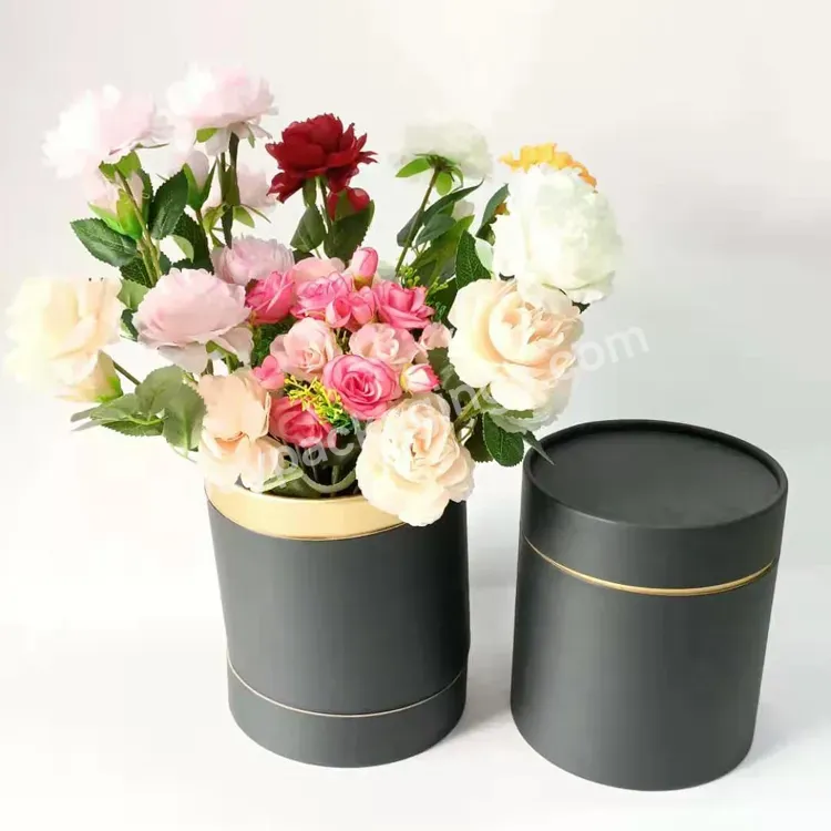 Oem Cardboard Round Cylinder Bouquet Preserved Flower Packaging Fancy Paper Flower Boxes