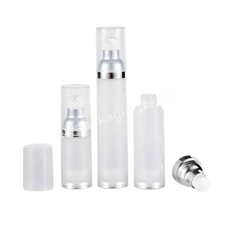 Oem Custom 15/30/50ml Cosmetic Translucent Transparent Silver Airless Lotion Pump Bottles