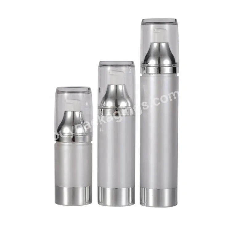 Oem Custom 15/30/50ml Cosmetic Translucent Transparent Silver Airless Lotion Pump Bottles