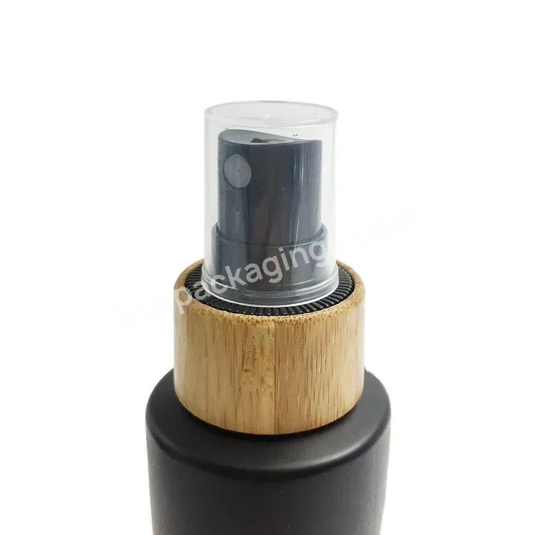 Oem Custom 24/410 Bamboo Mist Sprayer Cosmetic Bottle 100ml Matt Black Mist Spray Bottle Manufacturer/wholesale