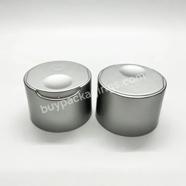 Oem Custom 24/410 Double Wall Essential Oil Press Pump Cover Liquid Lid For Lotion/mette Silver Disc Top Press Cap Manufacturer/wholesale