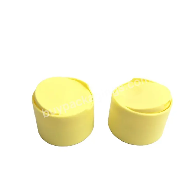 Oem Custom 24/410 Plastic Yellow Color Double Wall Plastic Shampoo Bottle Caps Disc Top Cap Smooth Plastic Bottle Cap