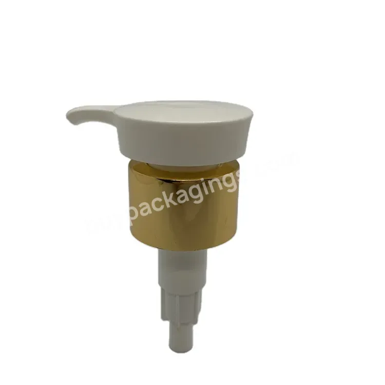 Oem Custom 28-410 Big Round Head Lotion Pump Golden Aluminum Collar Dispenser Pump 24-410 For Cosmetic Packaging Manufacturer/wholesale