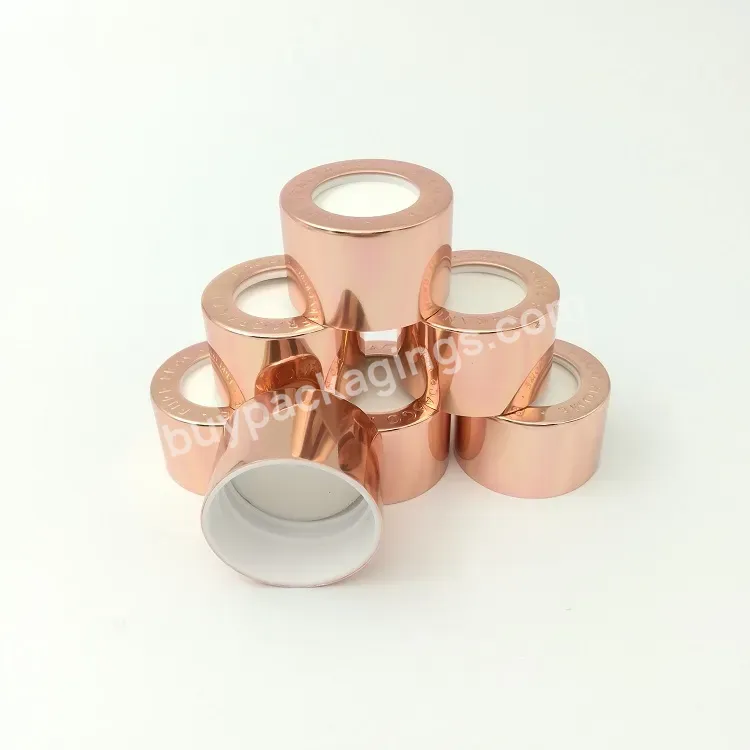 Oem Custom 28mm Aluminium And Plastic Perfume Bottle Caps /gold Rose Gold Color Aluminum Aroma Bottle Screw Lids Manufacturer/wholesale