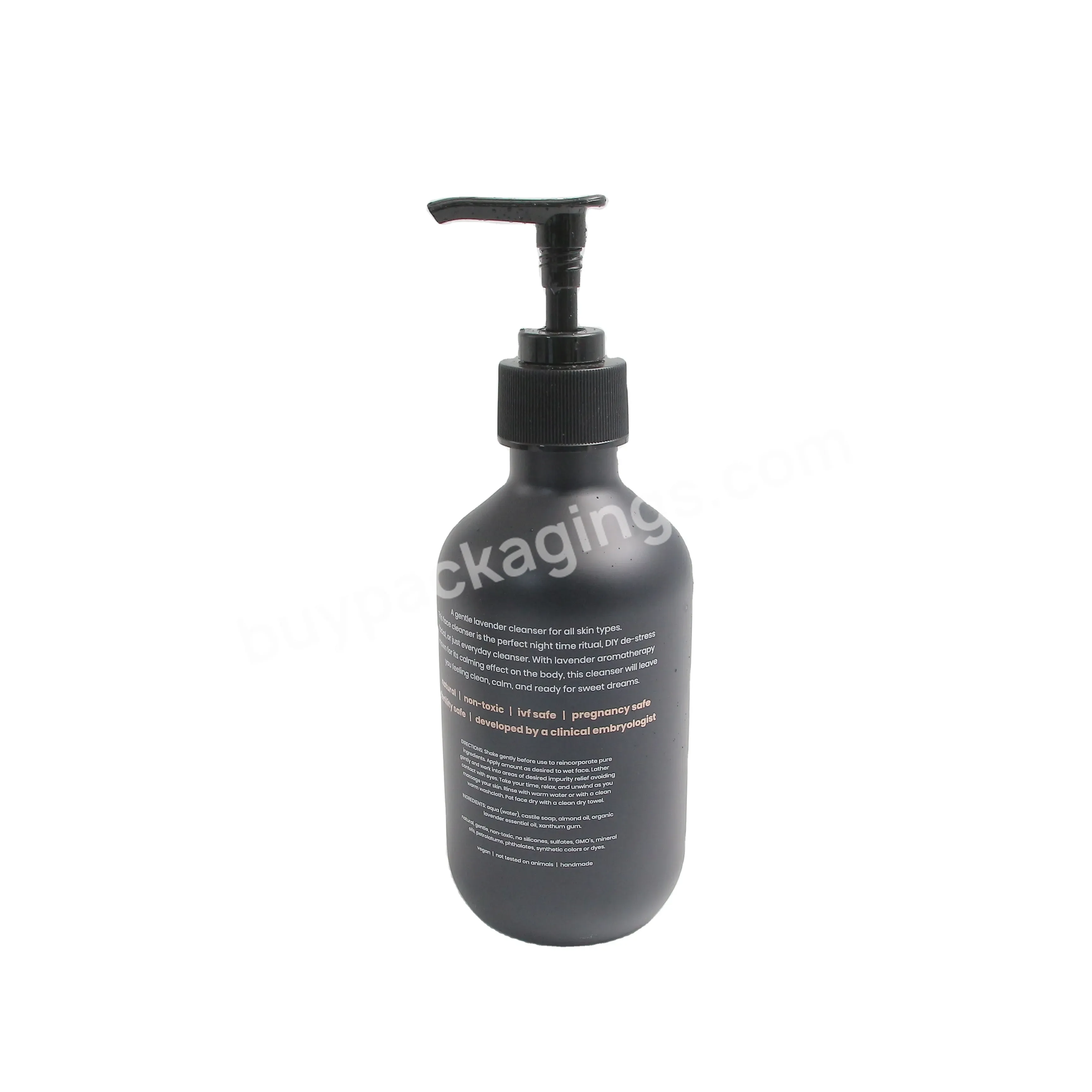 Oem Custom 300ml Matt Black Handmade Shampoo Packaging Bottle With Black Pump