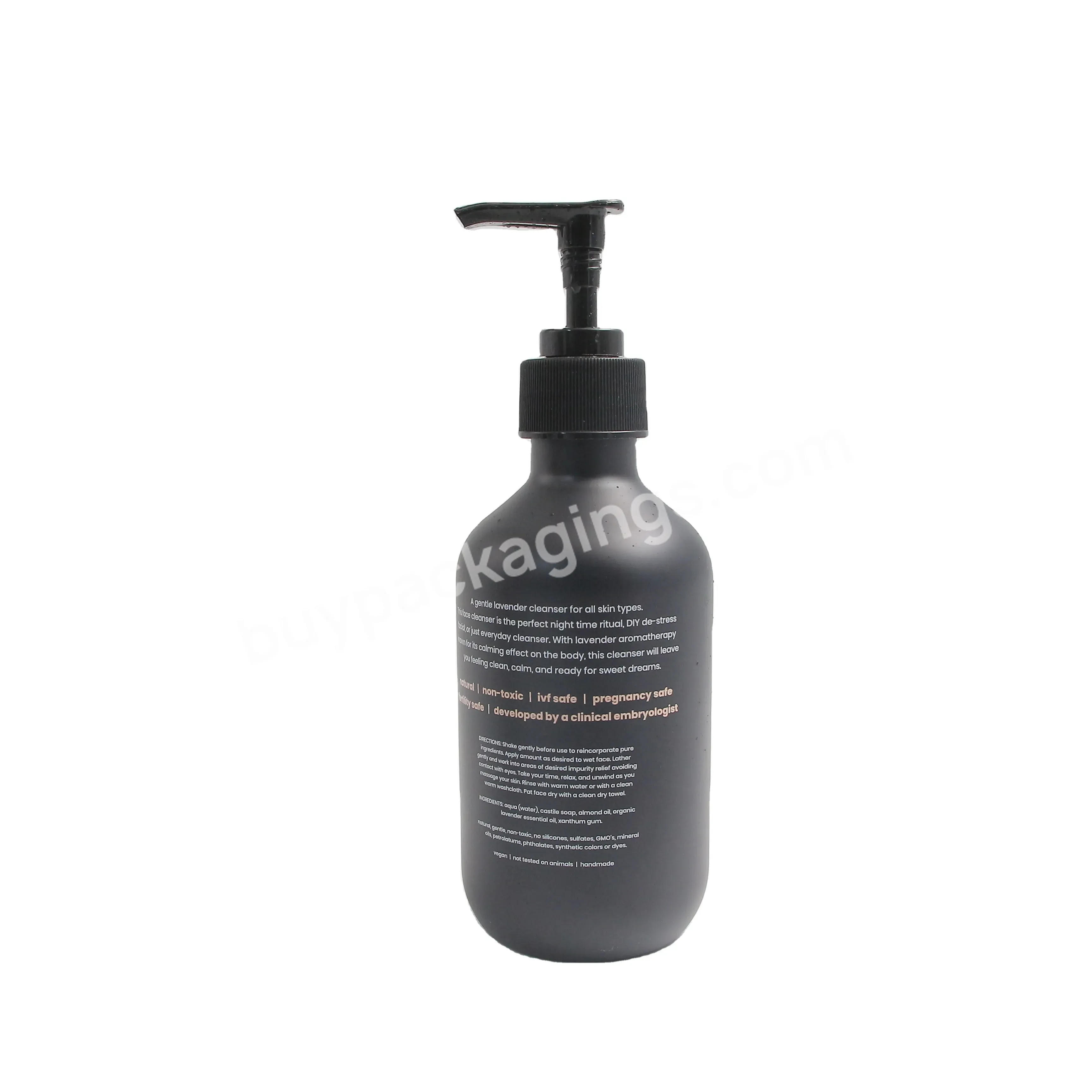 Oem Custom 300ml Matt Black Handmade Shampoo Packaging Bottle With Black Pump