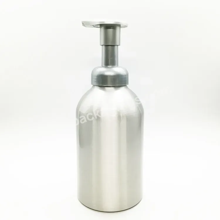 Oem Custom 500ml Fat Short Foaming Pump Metal Bottle Refillable Aluminum Soap Bottle With Foam Dispenser For Face Hand Cleanser Liquid