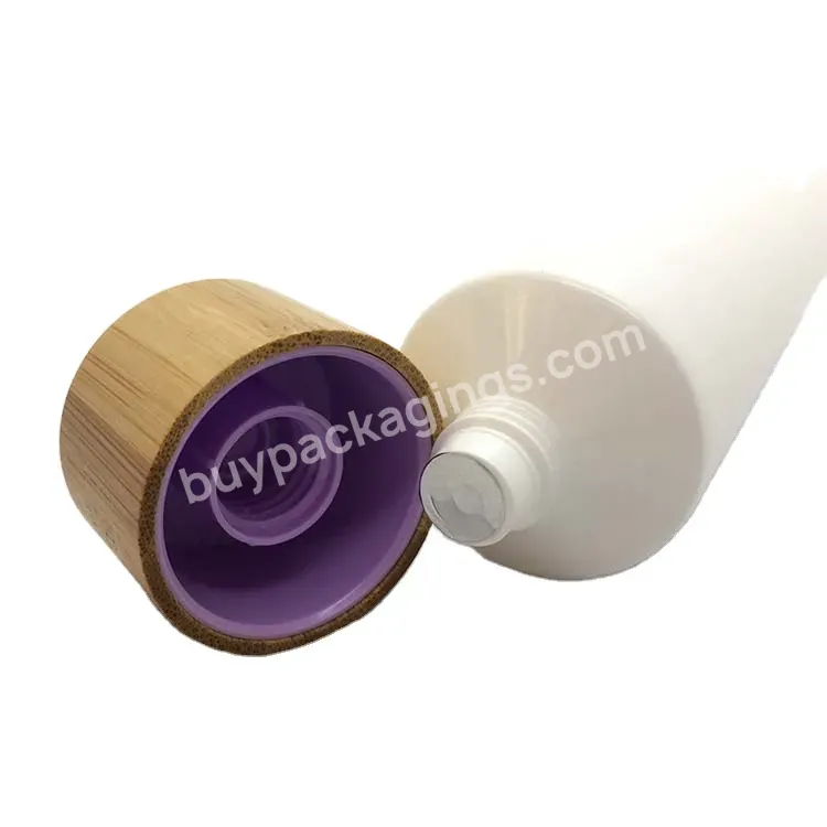 Oem Custom 50ml 100ml 150ml 200ml Empty Cosmetic Pe Tube With Plastic Lid In Bamboo Outside