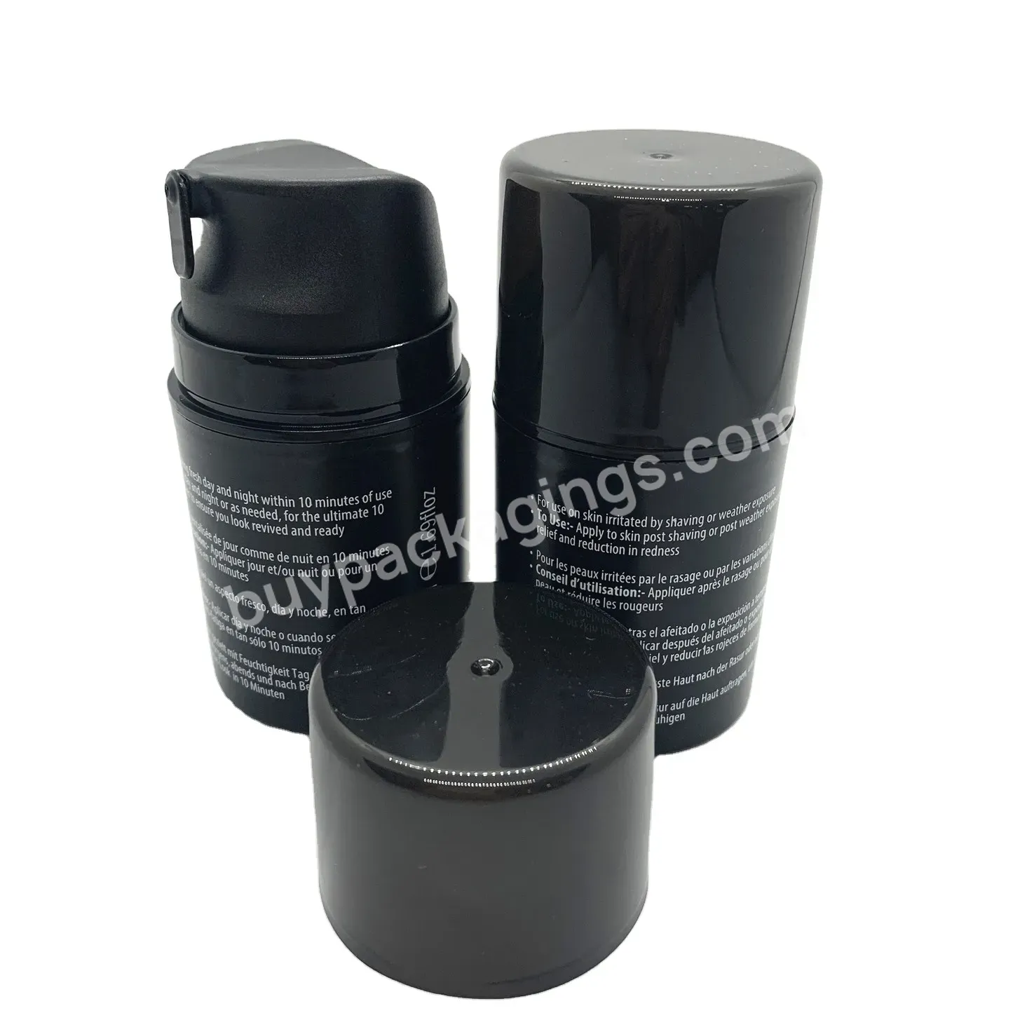 Oem Custom 50ml Black Push-on Snap-on Pp Emulsion Split Cosmetic Airless Bottle Cosmetic Cream Vacuum Bottle