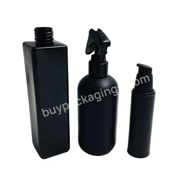 Oem Custom 8oz Plastic Empty Matte Black Round Boston Bottle Shampoo Plastic Frosted Bottle 250ml