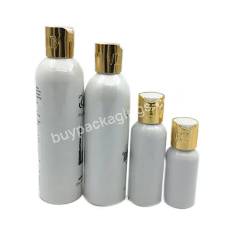 Oem Custom Aluminum Cosmetic Bottle With Disc Cap White Color Aluminum Lotion Bottle 250ml 200ml Manufacturer/wholesale