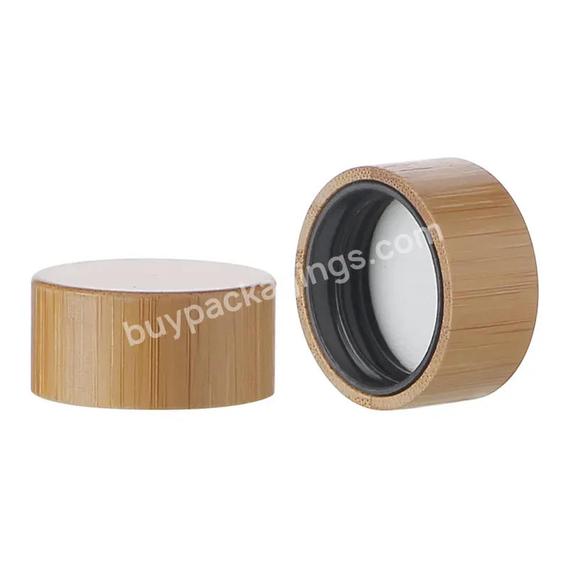 Oem Custom Bamboo Covered Plastic Screw Cap For Bottle,Cosmetic Bottle Cap With Bamboo Cover