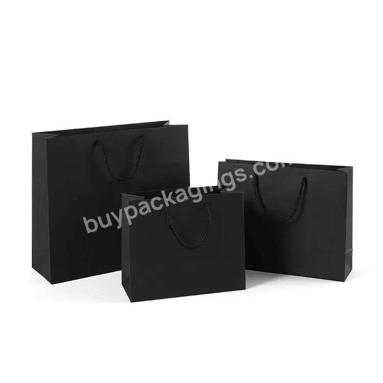 Oem Custom Black Glossy Art Paper Packing Paper Bags For Shopping And Gifts Bags Wholesale