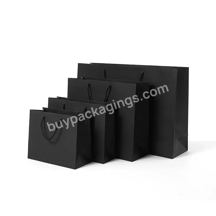 Oem Custom Black Glossy Art Paper Packing Paper Bags For Shopping And Gifts Bags Wholesale