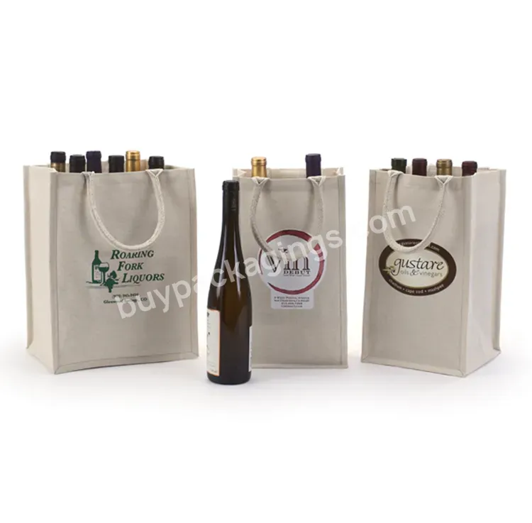 Oem Custom Blank Heavyweight 10 /12 /16oz /18 /20 Oz 6 Bottle Wine Non-woven Cloth Canvas Tote Bag With Gusseted For Beer