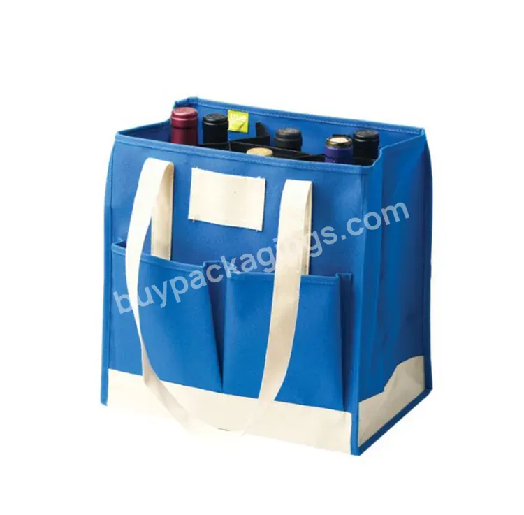 Oem Custom Blank Heavyweight 10 /12 /16oz /18 /20 Oz 6 Bottle Wine Non-woven Cloth Canvas Tote Bag With Gusseted For Beer