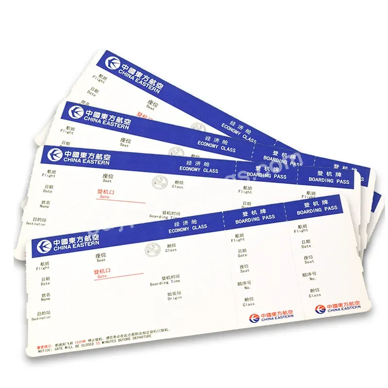 Oem Custom Boarding Pass Concert Ticket Offset Printing Custom Size Accepted Paper & Paperboard Accept Customized Logo 1000pcs