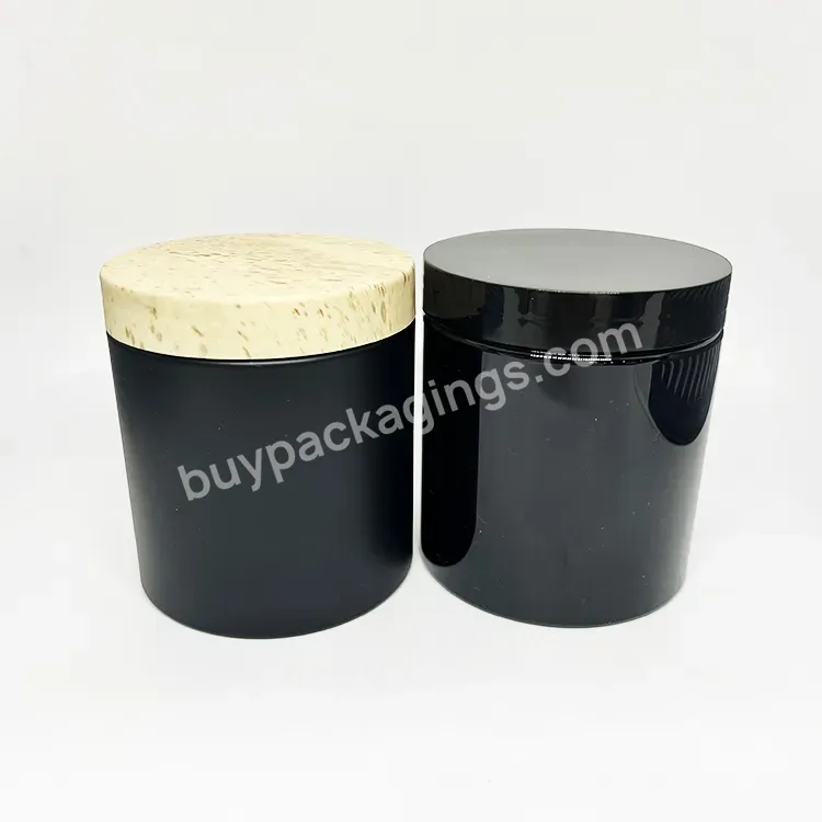 Oem Custom Cosmetics Packaging Biodegradable Material Jar Pot / Plastic 550ml Pet Black Color Cream Jars Containers