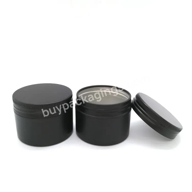 Oem Custom Empty 10g 15g 30g 50g 100g Round Matte Black Cosmetic Beard Oil Hair Wax Skin Care Cream Aluminum Jar