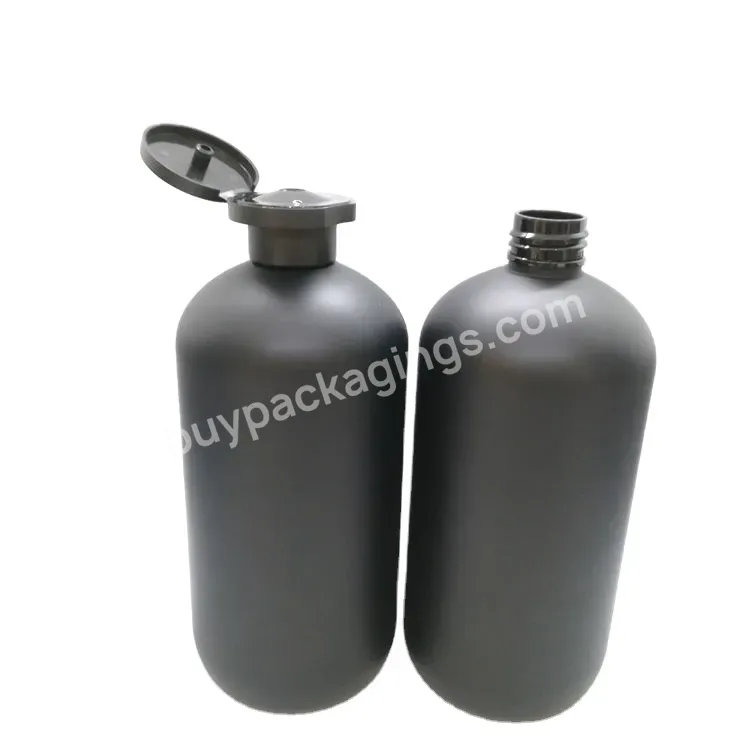 Oem Custom Empty Eco-friendly Matte Black Boston Round Pet Shampoo Bottle With Flip Top Lid