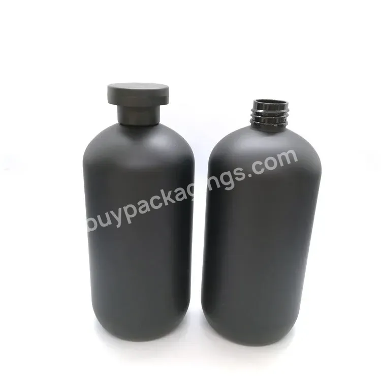 Oem Custom Empty Eco-friendly Matte Black Boston Round Pet Shampoo Bottle With Flip Top Lid