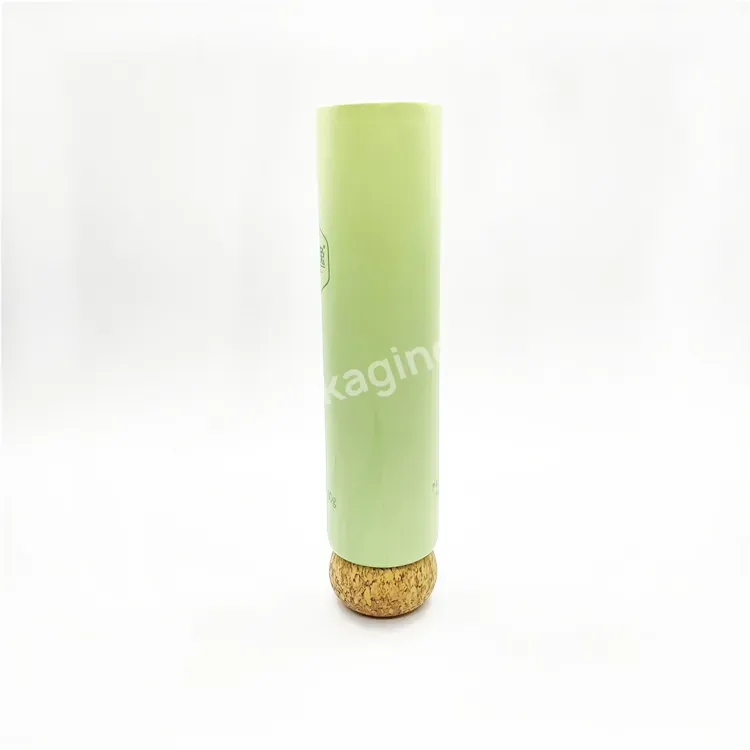 Oem Custom Empty Plastic Tubes For Cosmetic Frosted Pcr Sugarcane Plastic Tube With Wooden Finish Cap