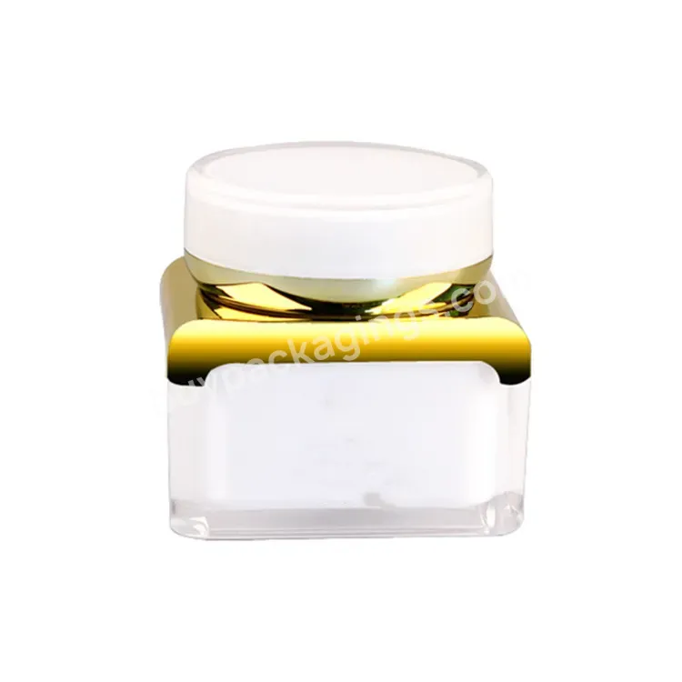 Oem Custom Factory 1oz Luxury Acrylic Jar 30ml Square Double Wall Cosmetic Cream Jar With Golden Shoulder Manufacturer/wholesale