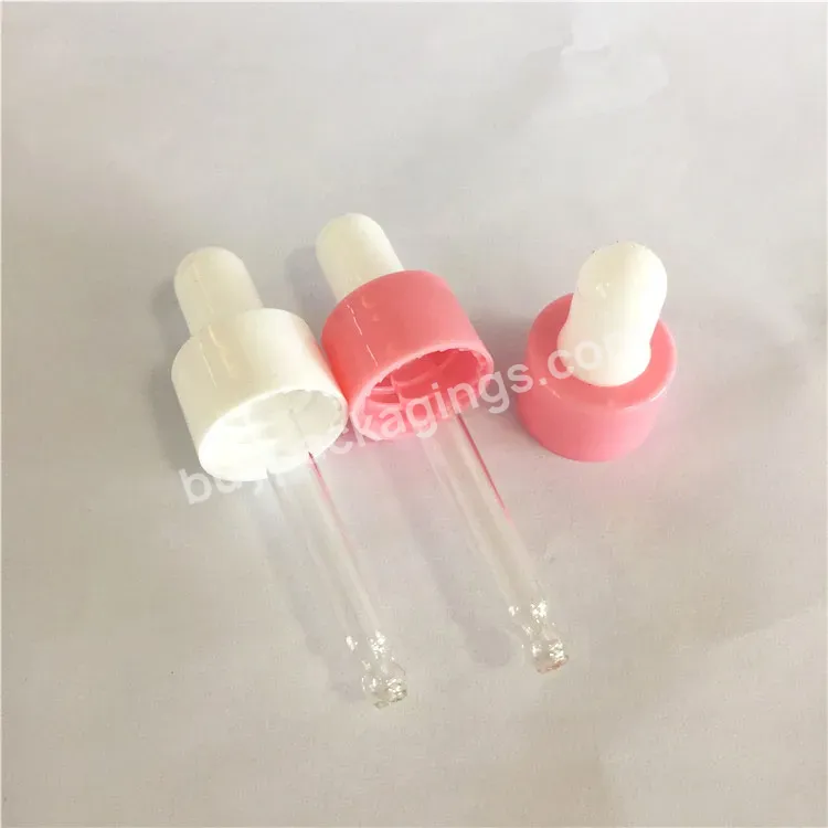 Oem Custom Factory Black White Pink Plastic Dropper Glass Pipette 18/410 20/410 Essential Oil Plastic Dropper