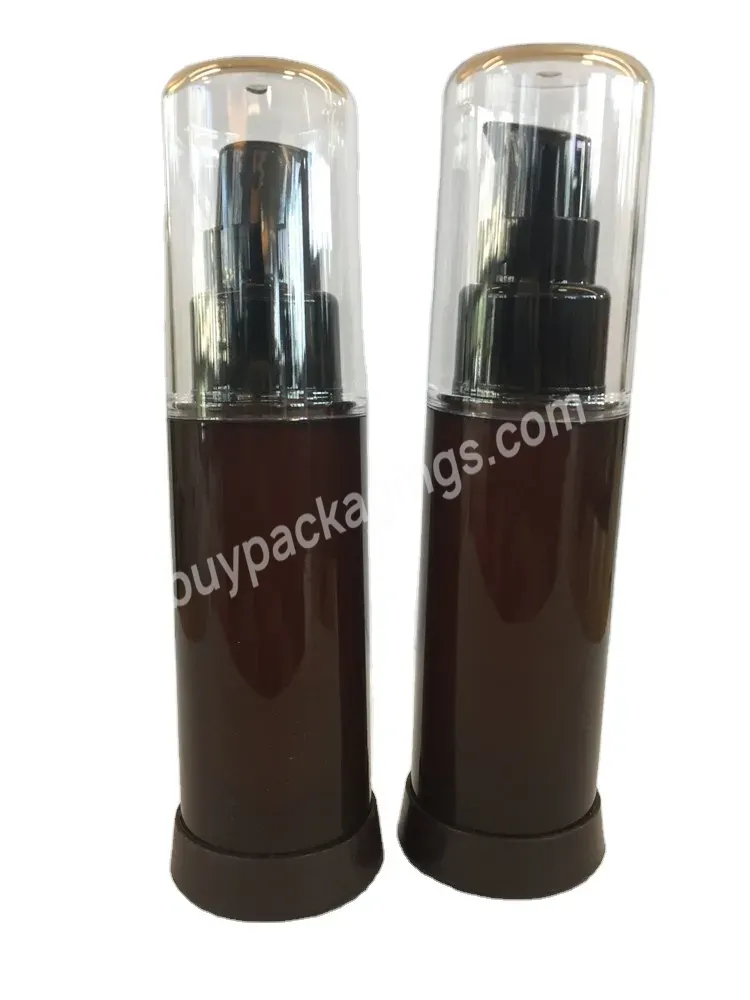Oem Custom Factory Eco Friendly Plastic Cosmetic Packaging Container Amber Black Serum Lotion Airless Pump Bottle