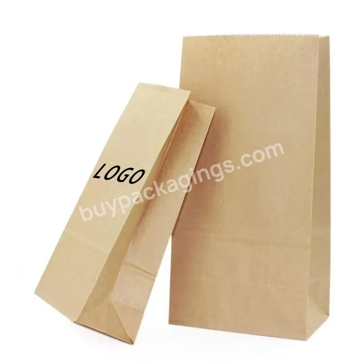 Oem Custom Food Packaging Bread Kraft Paper Bag Wide Bottom