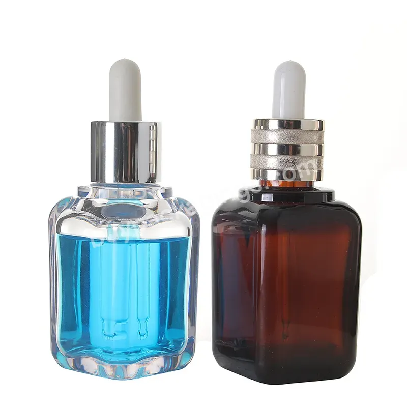 Oem Custom Glass Dropper Bottles Press Pump Dropper Bottle Cuustom Color Serum Glass Personal Care