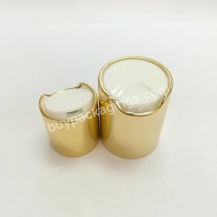 Oem Custom Hot Sale Plastic And Aluminum Disc Screw Cap Metal Gold Color 24/410 / Disc Top Srcrew Bottles Caps Lids Manufacturer/wholesale