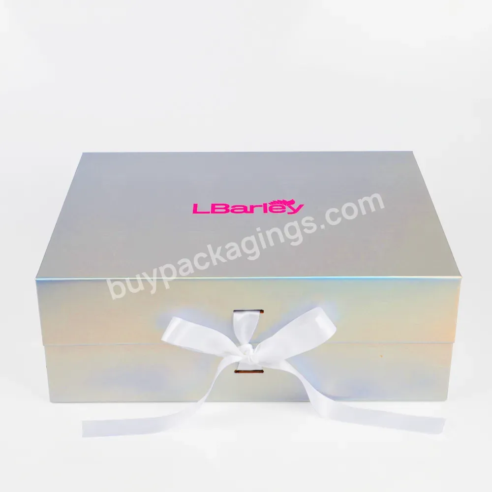 Oem Custom Laser Ray Folded Storage Box Premium Flat Cardboard Bespoke Gift Packaging Bow-knot Closure Folding Carton Box