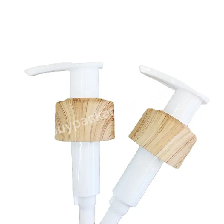 Oem Custom Logo Plastic Hair Shampoo Dispense Pump Hand Soap Pump Plastic Lotion Pump With Wood Colored Closure 28/410