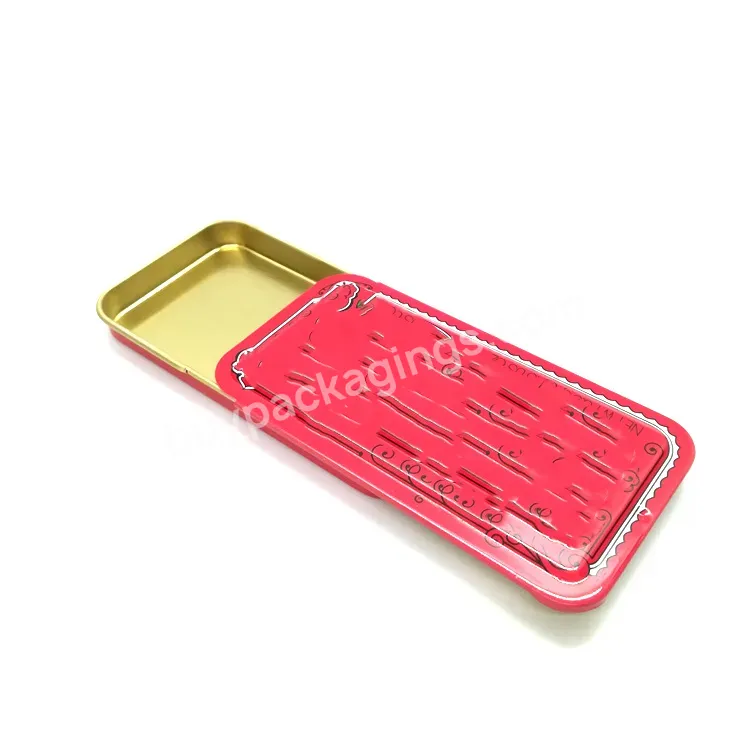 Oem Custom Logo Small Mint Lip Balm Solid Perfume Brow Soap Packaging Slide Top Metal Rectangle Tin Can Case Box