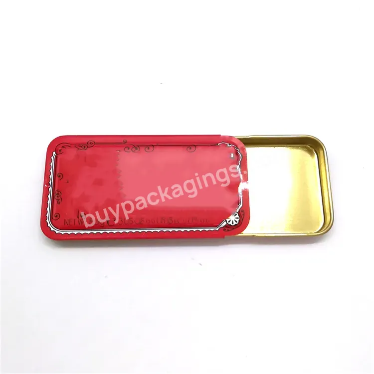 Oem Custom Logo Small Mint Lip Balm Solid Perfume Brow Soap Packaging Slide Top Metal Rectangle Tin Can Case Box