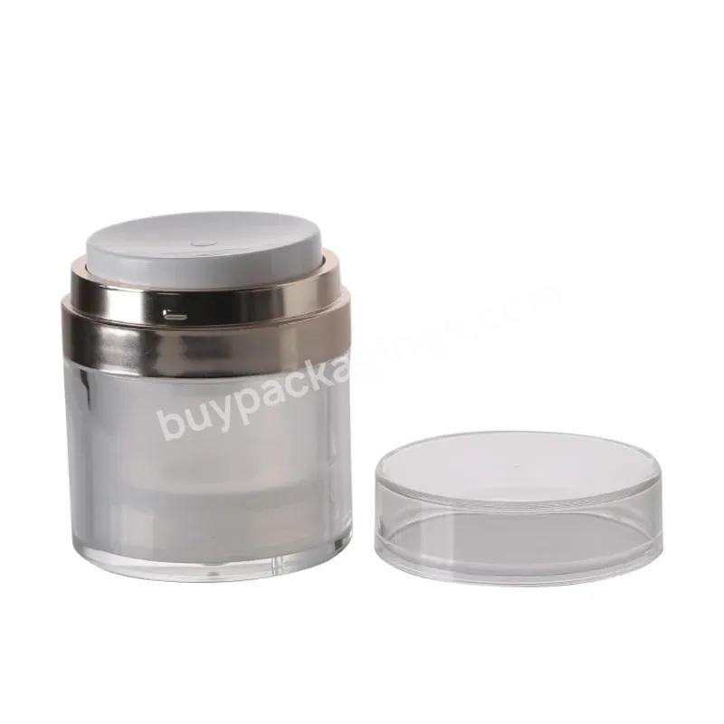 Oem Custom Luxury Acrylic Airless Cream Jar 15g 30g 50g Press Vacuum Bottle For Cosmetic Skin Face Cream