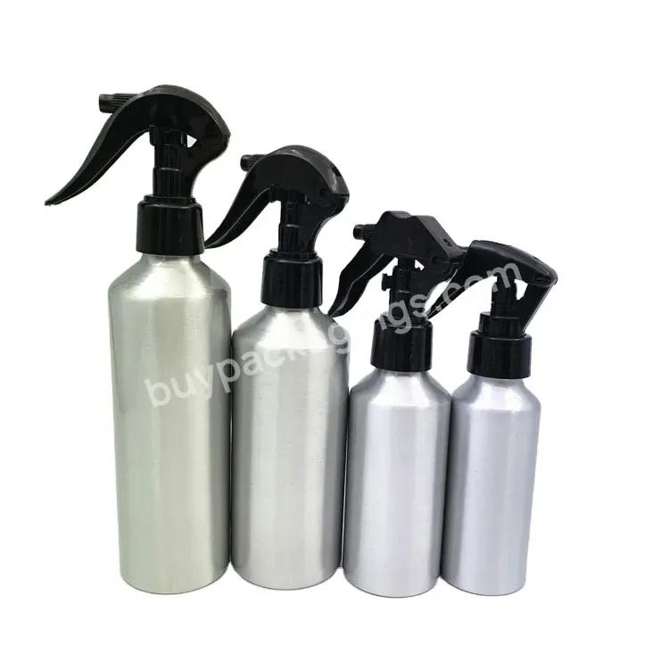 Oem Custom Manufacture 100ml 150ml 200ml Silver Aluminum Bottle With Black Mist Trigger Sprayer Manufacturer/wholesale