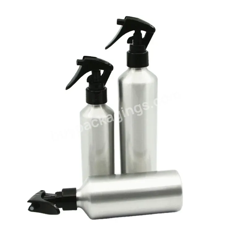 Oem Custom Manufacture 100ml 150ml 200ml Silver Aluminum Bottle With Black Mist Trigger Sprayer Manufacturer/wholesale