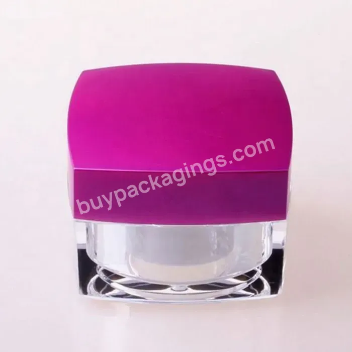 Oem Custom Manufacture Luxury Acrylic Jar Square Acrylic Cream Jar 15g 30g 50g With Purple Cap Manufacturer