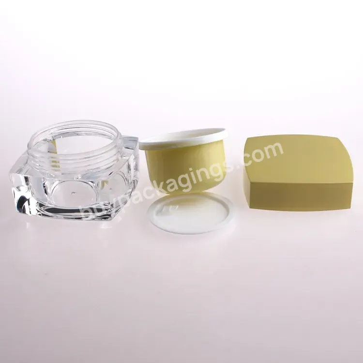 Oem Custom Manufacture Luxury Acrylic Jar Square Acrylic Cream Jar 15g 30g 50g With Purple Cap Manufacturer