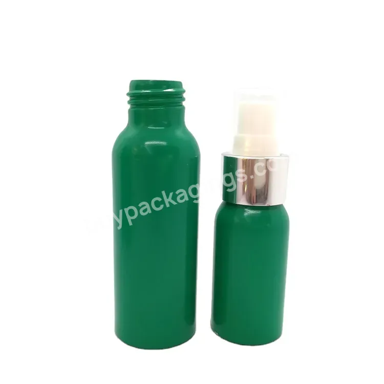 Oem Custom Manufacturer Empty Green Round Shape Aluminum Cosmetic Bottle Perfume Spray Bottle 30ml 50ml 100ml 200ml