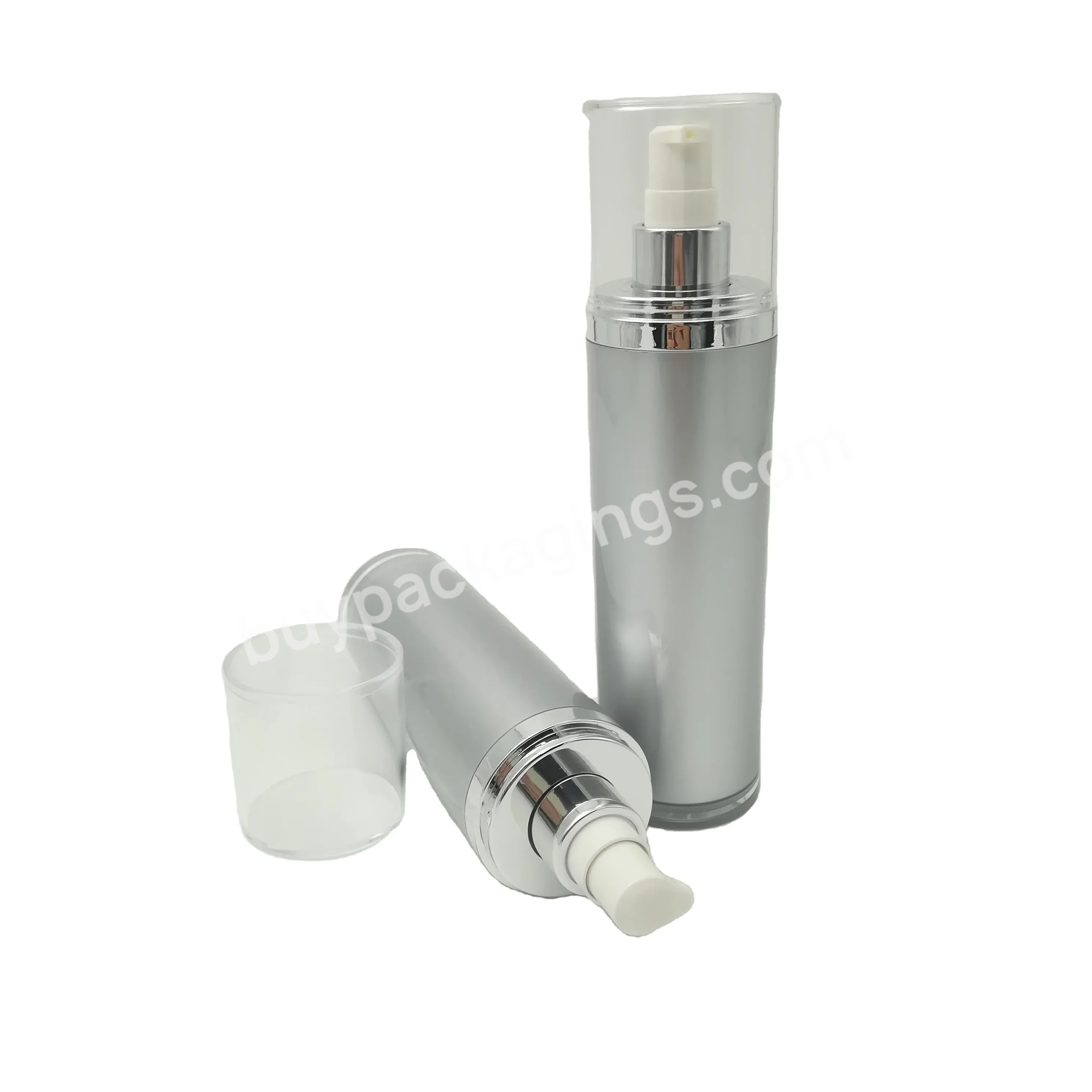 Oem Custom Matt Silver Acrylic Cream Dispenser Pump Bottle 15ml-120ml High Quality